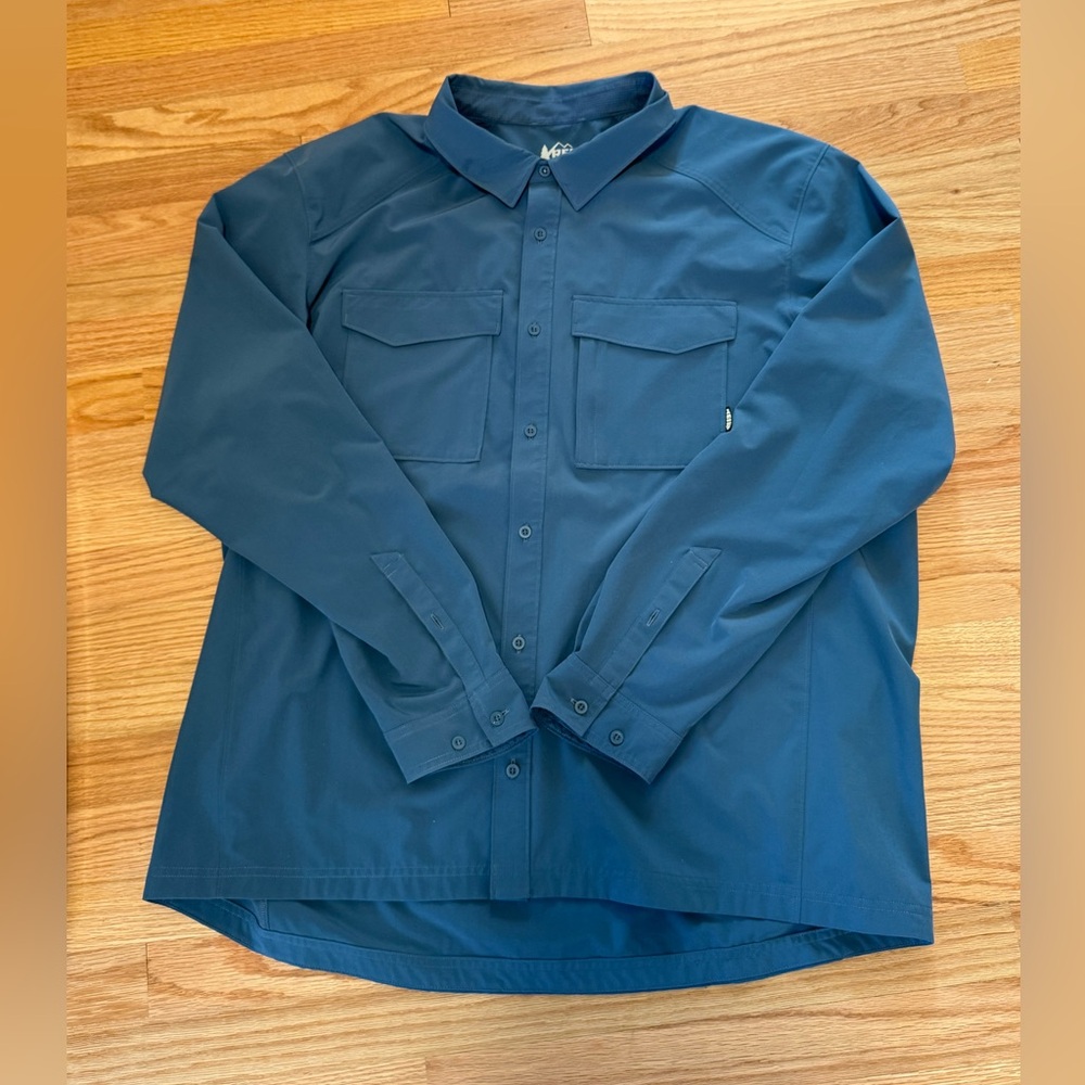 REI Co-op The Screenline Button Up Shirt Mens XXL Long Sleeve Pockets Stretch